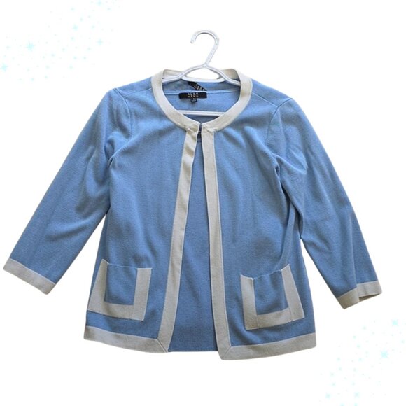 Alex Marie Sweaters - Alex Marie Shirt and Cardigan Set Blue and White Trim Size Small